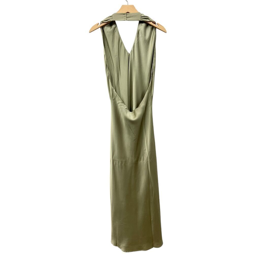 Show Me Your Mumu Jasmine Halter Midi Dress Moss Green Luxe Satin size M - Picture 4 of 8